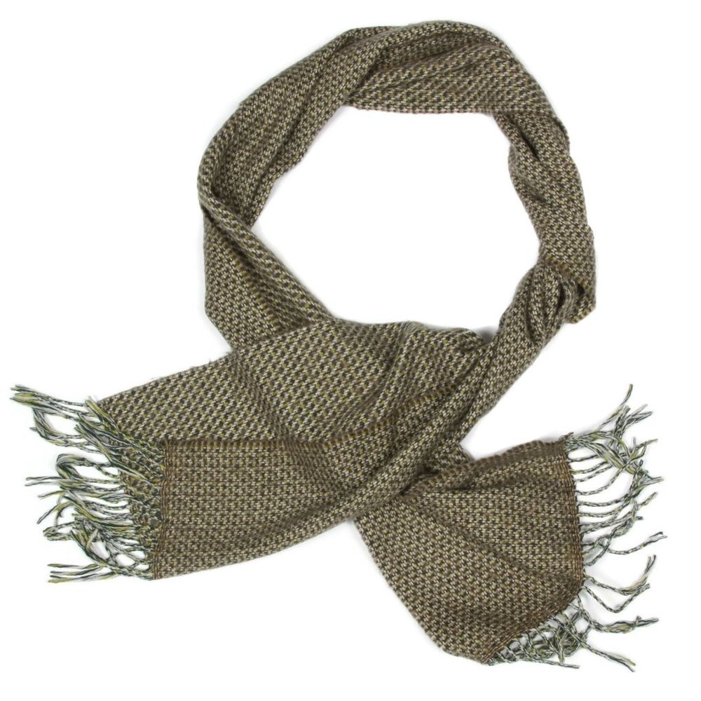 MADE IN SCOTLAND CASHMERE Classic Autumn Green Neck Scarf Scarve - INV163